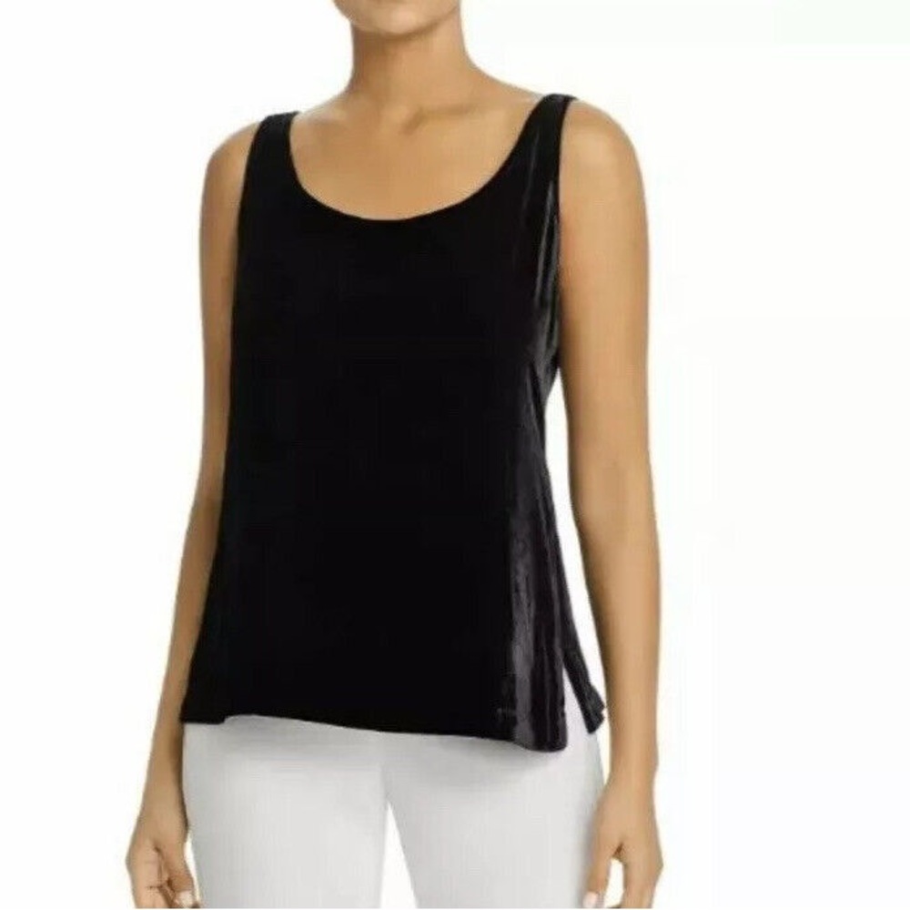 Eileen Fisher Velvet Scoop-Neck Tank - Black Size S New